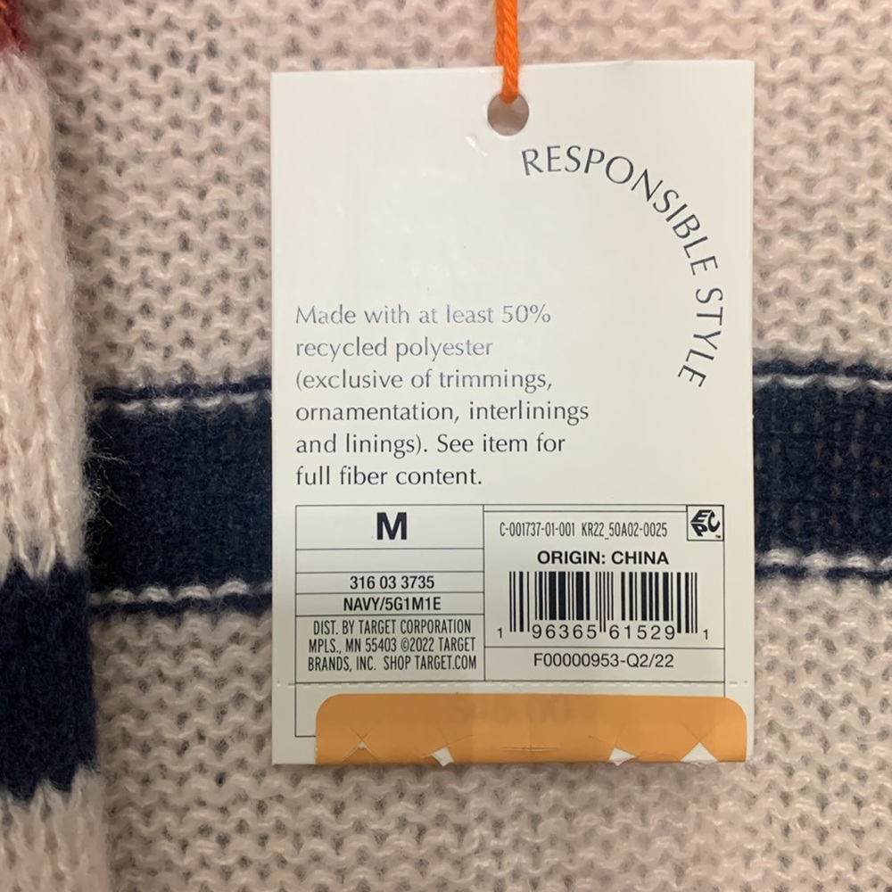 Knox rose long burnt orange and navy cardigan with pockets - Picture 2 of 3